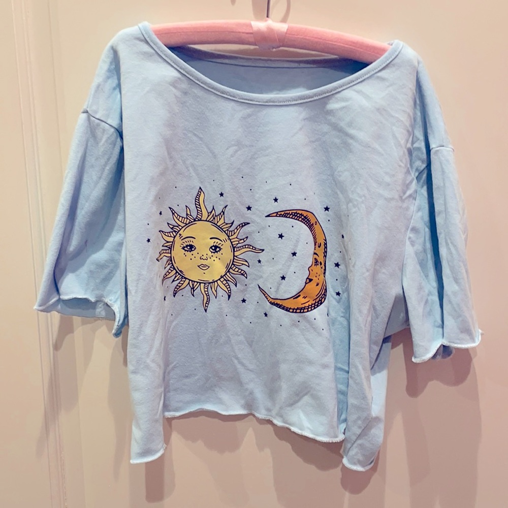 Blue Sun/Moon Crop Top